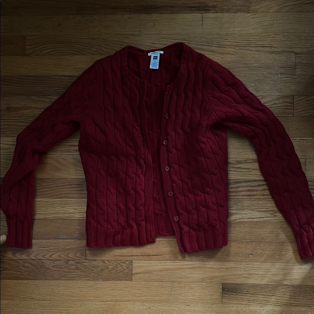 Women's Red Cable Knit Sweater